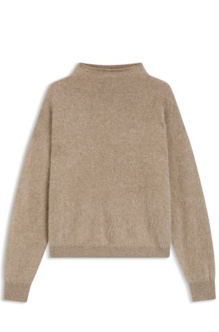 Pleten pulover z visokim ovratnikom iz kašmirja