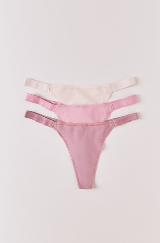 Stretch cotton 3-pack string thongs