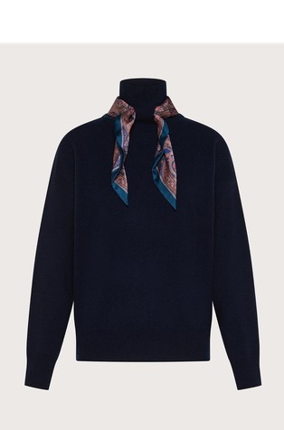 Wool and cashmere sweater with scarf detail