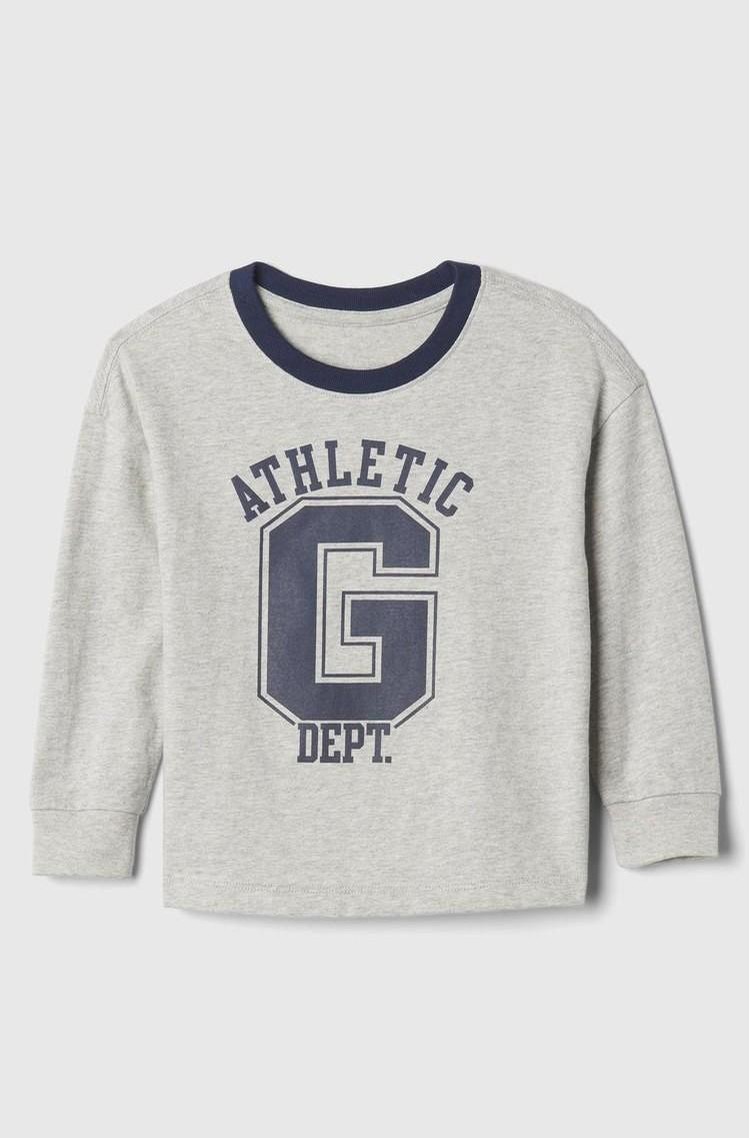 GAP Gap logo majica z dolgimi rokavi za malčke Siva - Grey 