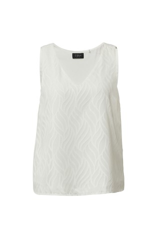 S.OLIVER V-neck tee with textured pattern White 4
