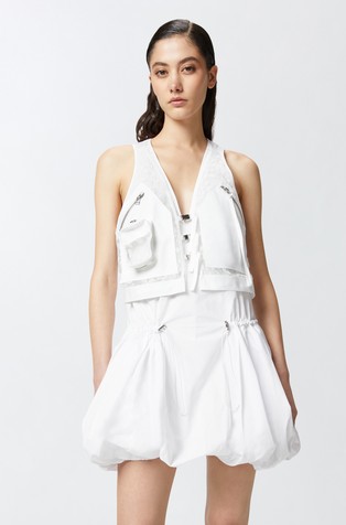 Mini sleeveless dress with lace details