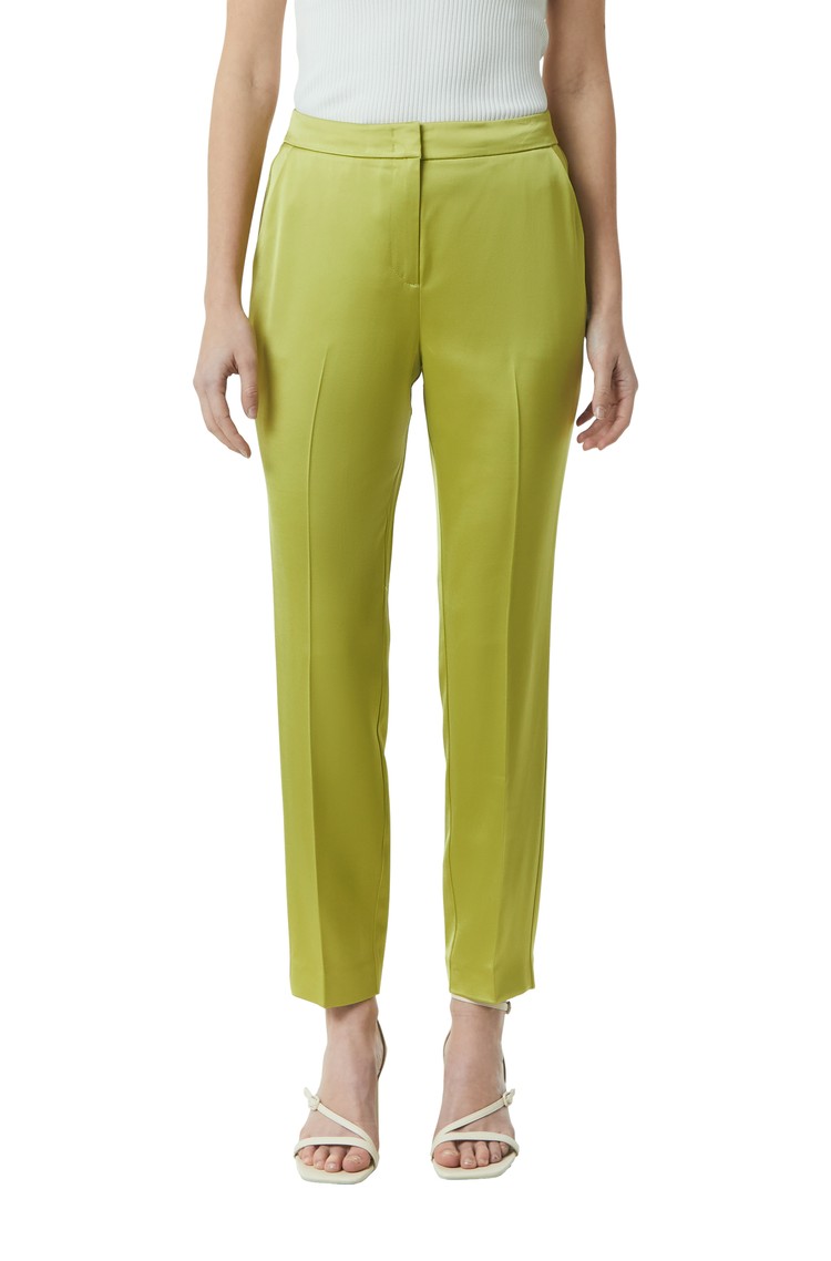 COMMA Ankle-length satin cigarette trousers Olive 