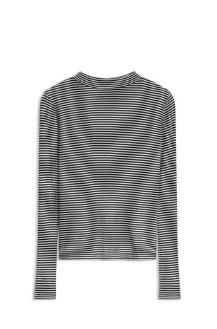 Mock-neck top in striped cotton