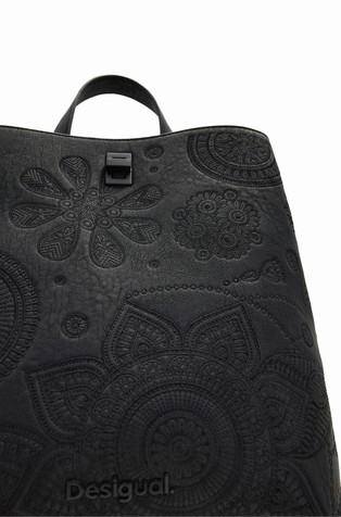DESIGUAL Nahrbtnik iz umetnega usnja z vezeninami Črna - Black 5