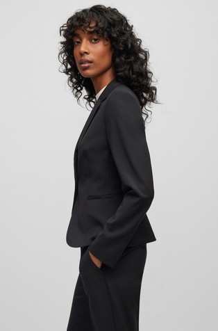 HUGO BOSS Slim fit suknjič iz deviške volne Črna - Black 3