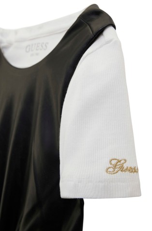GUESS Faux-leather dress with contrast T-shirt Black / White 3