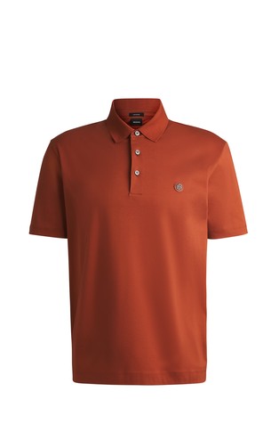 Mercerized-cotton regular-fit polo shirt with double monogram