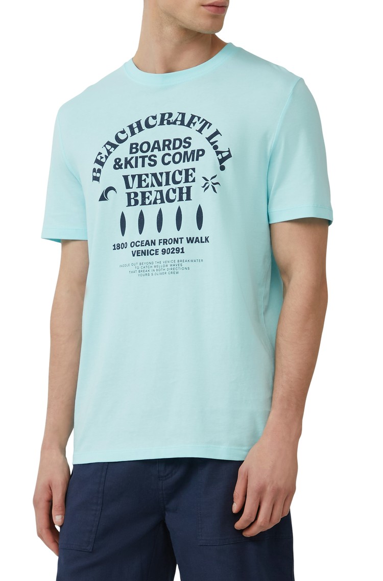 S.OLIVER Short-sleeved cotton T-shirt with print Blue 