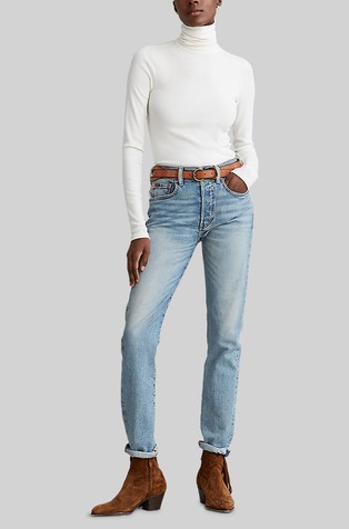 RALPH LAUREN Raztegljiv rebrast puli Bela - White 3