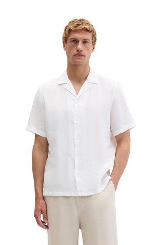 Regular fit short-sleeved linen shirt