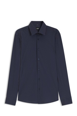 Slim-fit shirt in printed performance-stretch fabric
