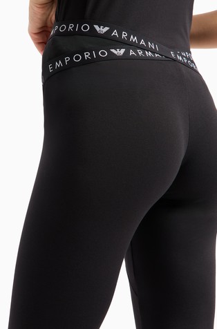 EMPORIO ARMANI Iconic loungewear leggings with logo waistband Black 3