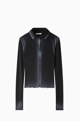 Slim fit polo majica z dolgimi rokavi