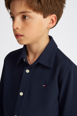 TOMMY HILFIGER Regular fit srajca z mikro vafljasto teksturo Modra - Dark Blue 3