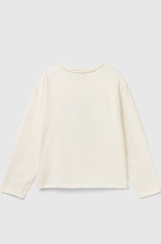 BENETTON T-shirt with glossy print Creamy White 2