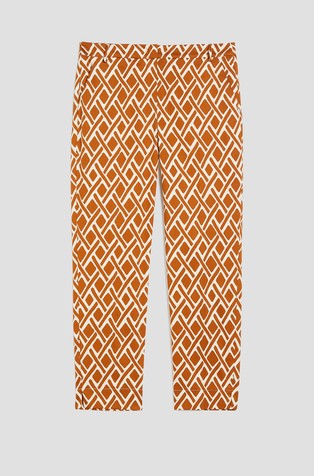 Slim fit bombažne hlače z vzorcem