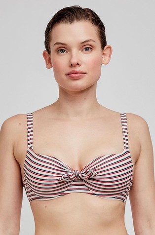 Full-cup bikini top with stripes