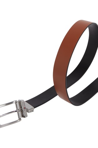TOMMY HILFIGER Obojestranski usnjen pas Rjava - Brown 4