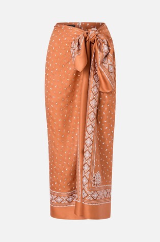 Bandana-print viscose midi skirt