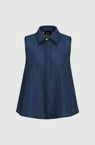 MARELLA Srajca brez rokavov v videzu denima Modra - Dark Blue 5