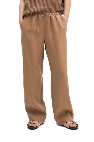 Linen trousers with drawstring