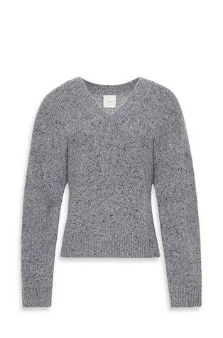 Chunky Wool Blend V Neck Sweater