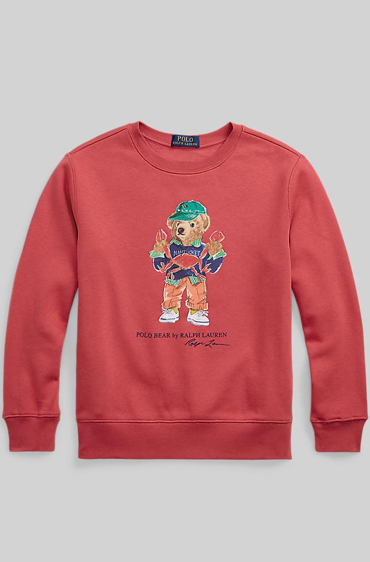 RALPH LAUREN Polo Bear Fleece Sweatshirt Nantucket Red Bear 
