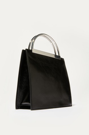 MAX&amp;CO Leather bag with metal handles Black 2