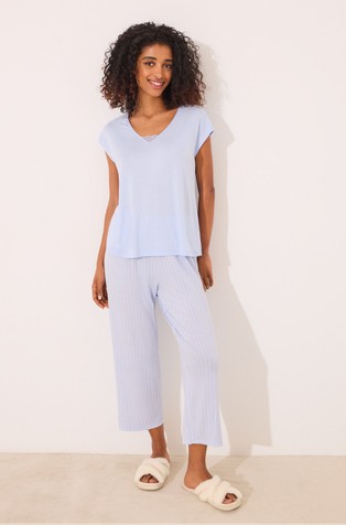 Viscose 7/8 pyjamas with short sleeves