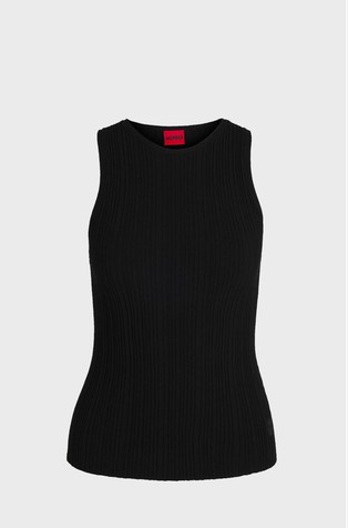 Sleeveless racer-back top in ribbed viscose-blend