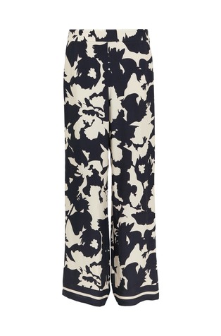 COMMA Pull-on viscose trousers with all-over print Blue / Beige 4