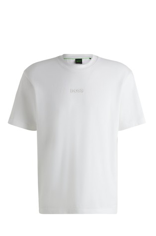 Oversize fit bombažna majica s kratkimi rokavi in logo detajlom