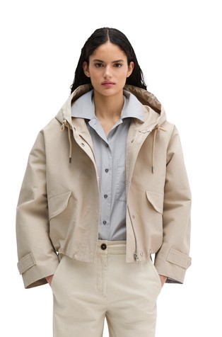 Relaxed fit vodoodbojna platnena jakna s kapuco