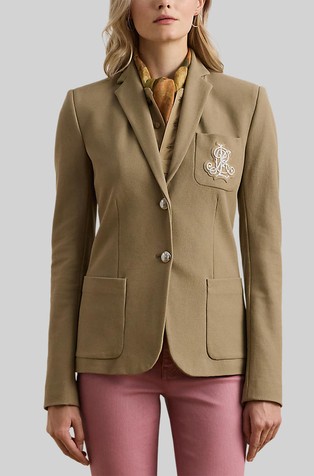 Logo patched jacquard blazer