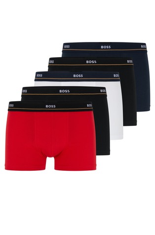 Five-pack of stretch-cotton trunks with logo waistband
