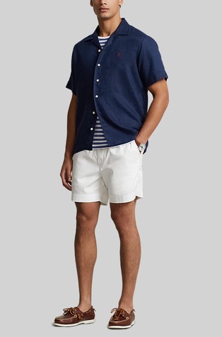 RALPH LAUREN Classic fit lanena srajca s kratkimi rokavi Modra - Blue 4