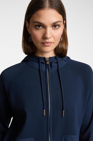 ELENA MIRO Cardigan with hood and striped edge Navy Blue 3