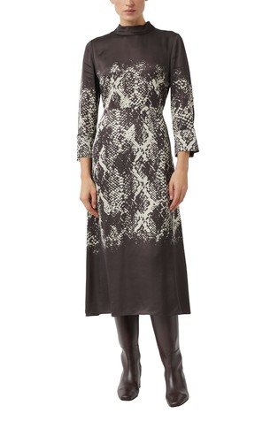 Satenasta midi obleka z vzorcem