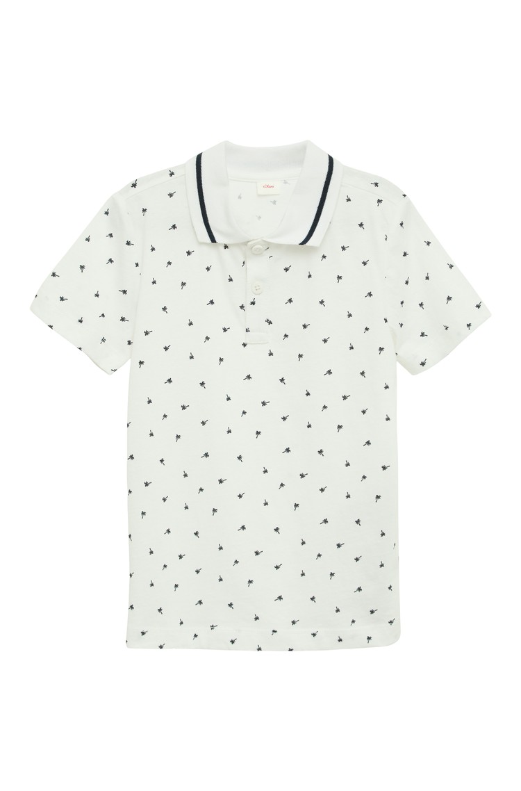 S.OLIVER Cotton polo shirt with an all-over print White / Blue 