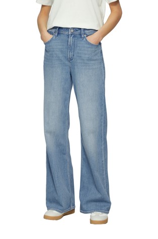 Jeans hlače z visokim pasom in širokimi hlačnicami