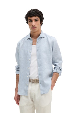 Shaped fit linen shirt