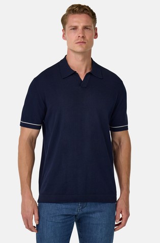 Cotton Crêpe Knit Polo Shirt