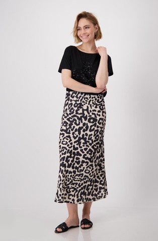 MONARI Skirt with leopard pattern Black / Beige 3