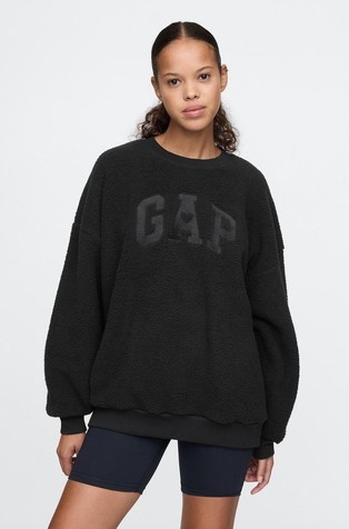 Oversized Sherpa Heart Logo Sweatshirt