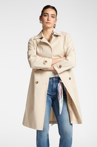 Stretch cotton gabardine trench coat