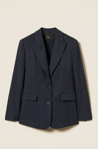 Pinstriped single-breasted blazer