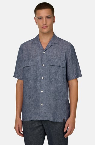 Srajca s kratkimi rokavi iz mešanice lana in bombaža
