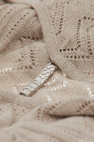 GUESS Open-knit viscose-blend cardigan Silver Lurex 3