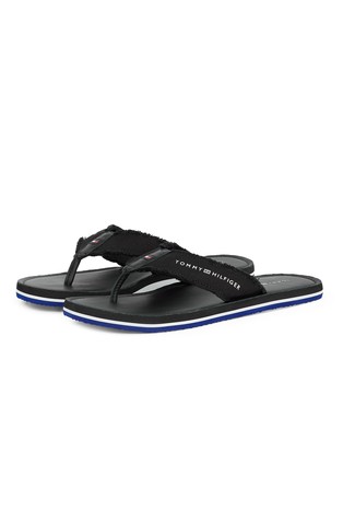 TOMMY HILFIGER Platnene japonke z logotipom Črna - Black 2